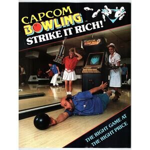 Capcom Bowling Video Arcade Game Flyer Original Vintage 1988 Retro Bowler